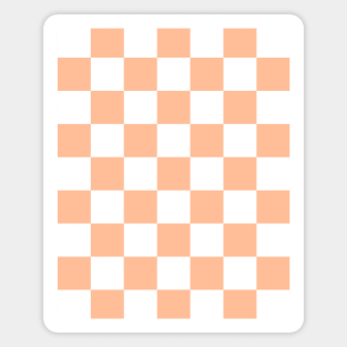 Checkered squares peach orange white geometric retro pattern Magnet